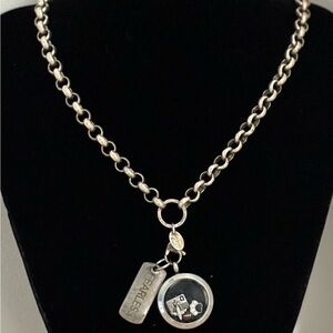 Silver Origami Owl charm locket pendant rolo chain necklace